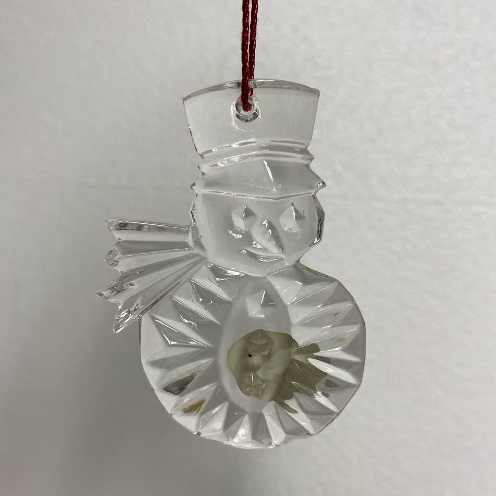 Vintage Gorham Germany Holiday Snowman Lead Crystal Ornament 2.5" x 2"